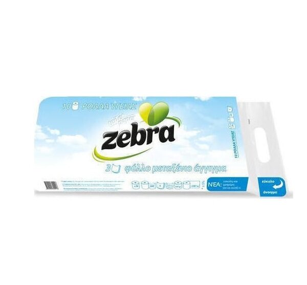 ZEBRA Blue Χαρτί Υγείας 10 Ρολά 3 Φύλλων